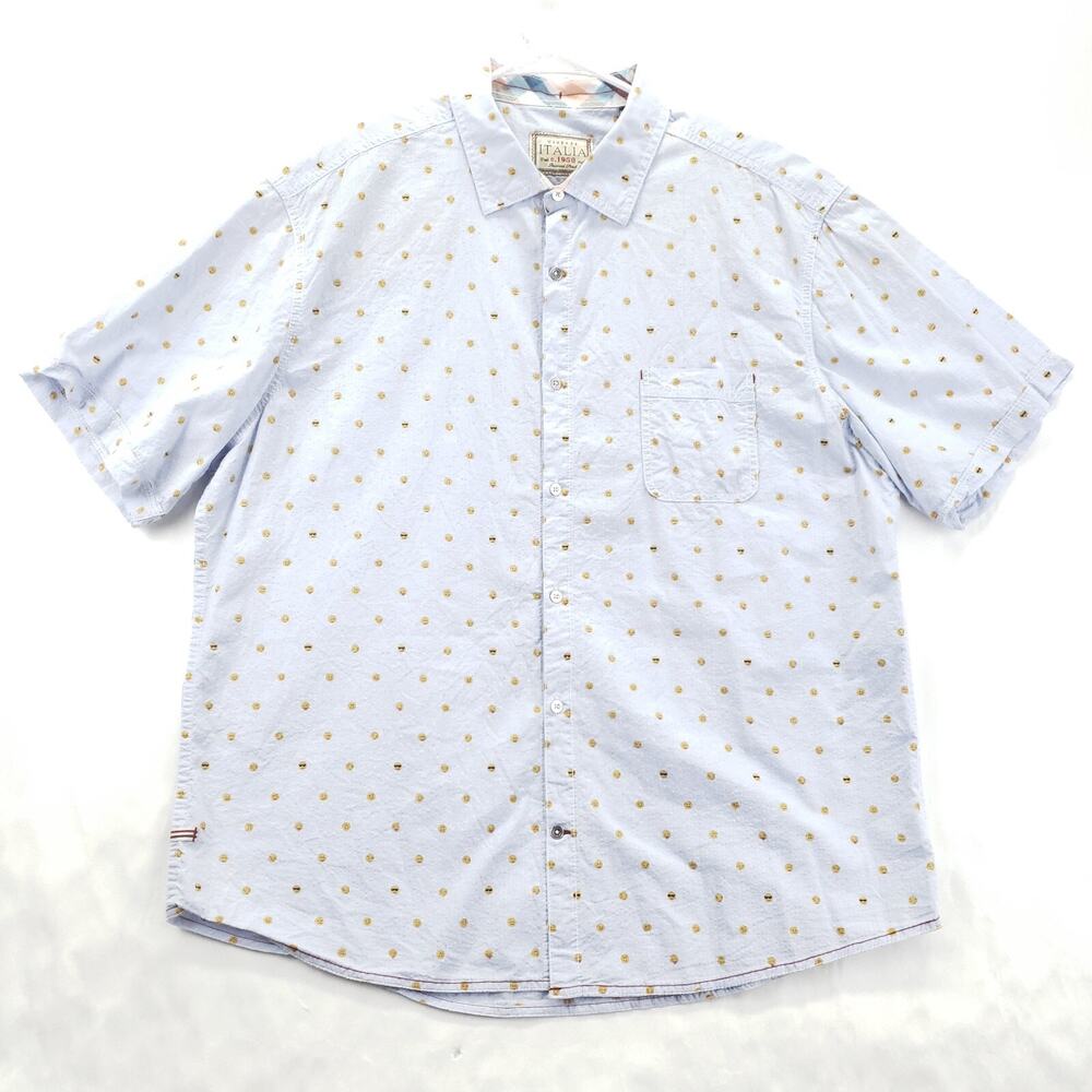 Vintage Italia c. 1958 Shirt Mens XL Blue Long Sleeve Seersucker Button-Up